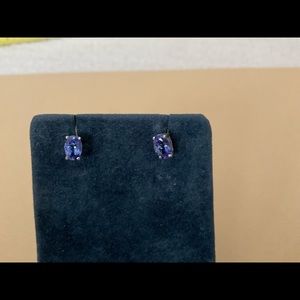 COPY - Dark blue purple Tanzanite pierced earrings NEW